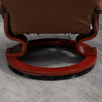 HomCom Faux Leather Adjustable Manual Swivel Base Recliner Chair with Comfortable and Relaxing Footrest