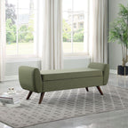 HomePop Modern Sherpa Storage Bench with Wood Legs