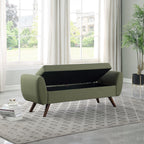 HomePop Modern Sherpa Storage Bench with Wood Legs