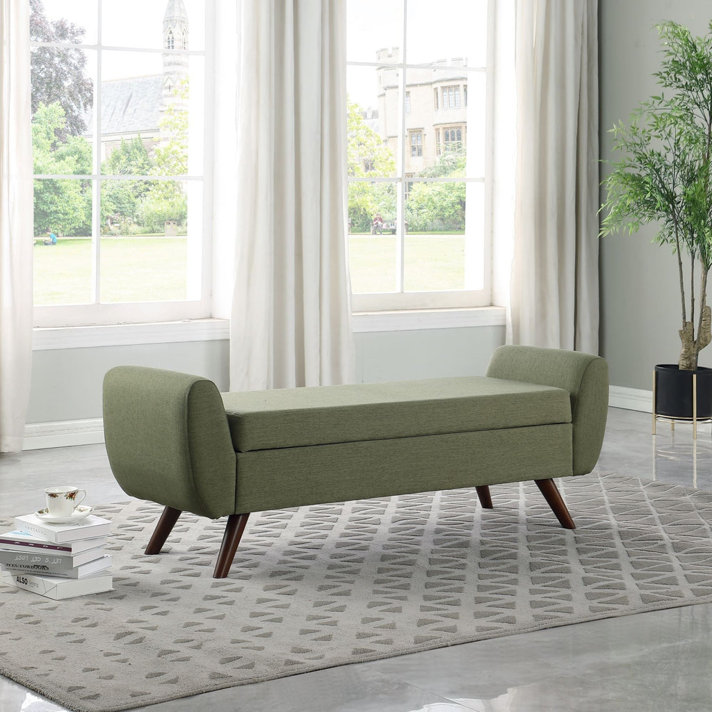 HomePop Modern Sherpa Storage Bench with Wood Legs