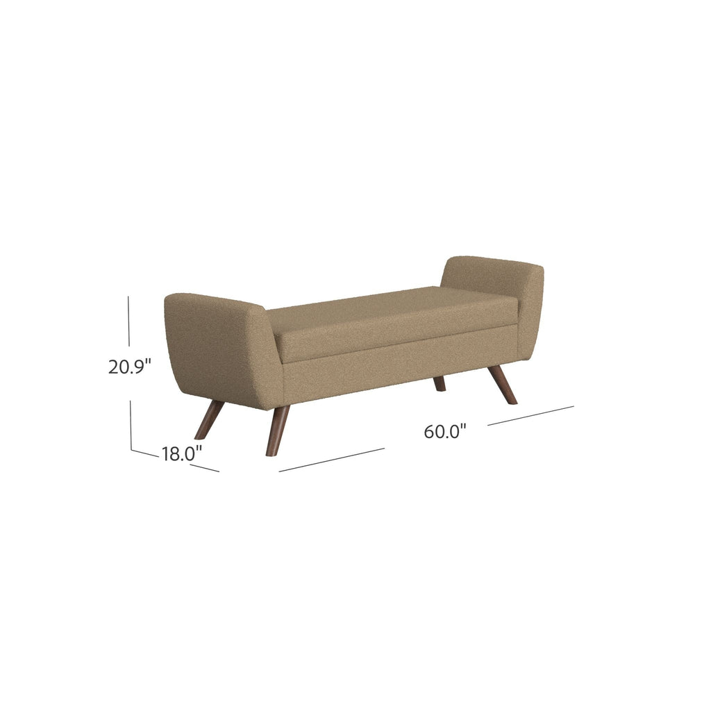 HomePop Modern Sherpa Storage Bench with Wood Legs