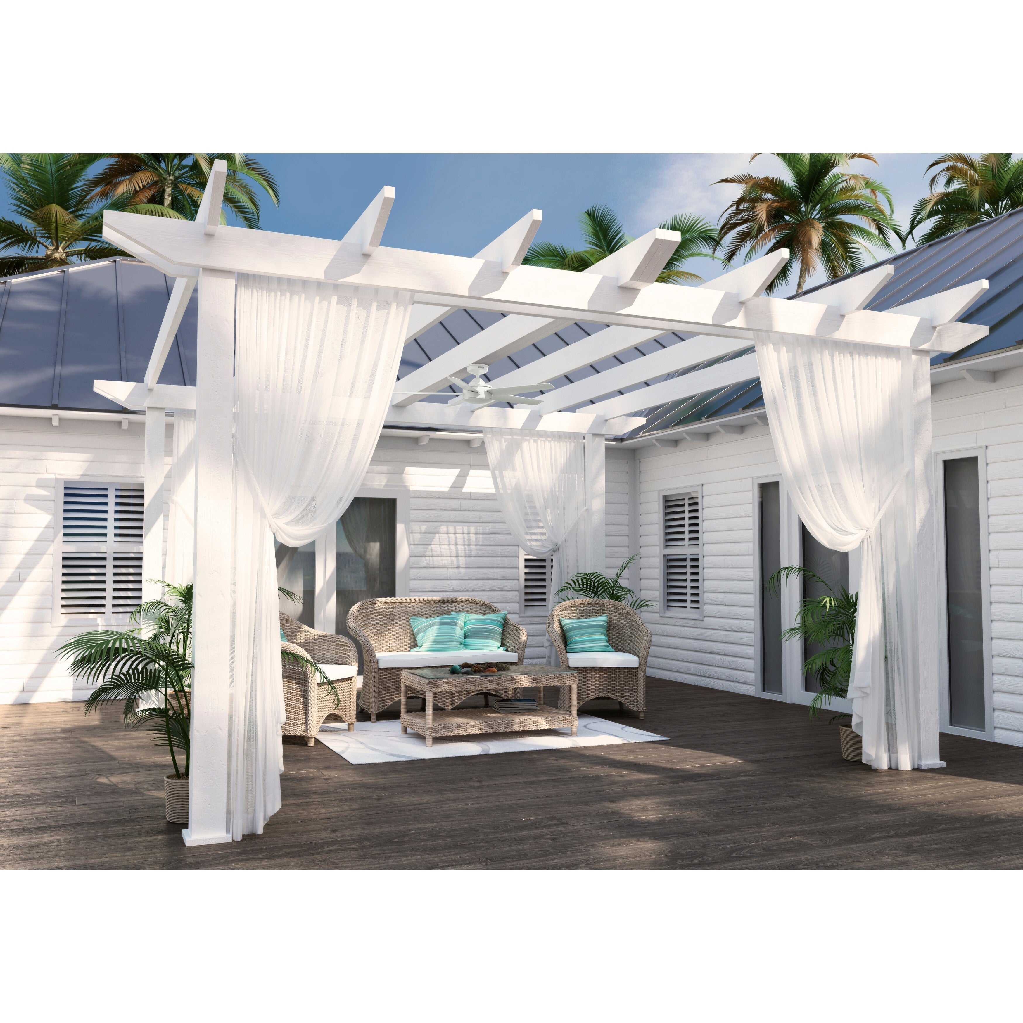 Hunter 52 Shorebreak WeatherMax Indoor / Outdoor Ceiling Fan w/ Wall Control - Extreme Weather, Salt & Corrosion-Resistant