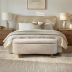 INK IVY Bailey Boucle-Style Curved Storage Accent Bench