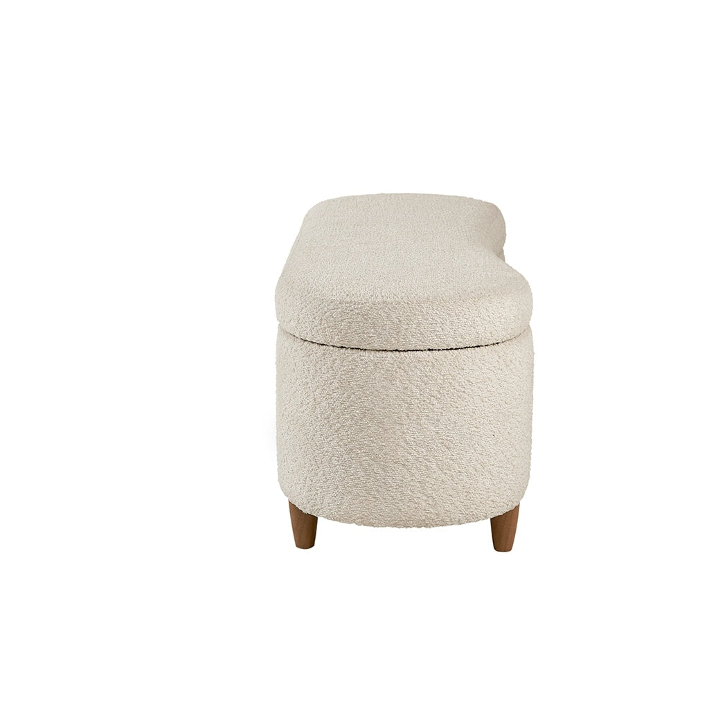 INK IVY Bailey Boucle-Style Curved Storage Accent Bench