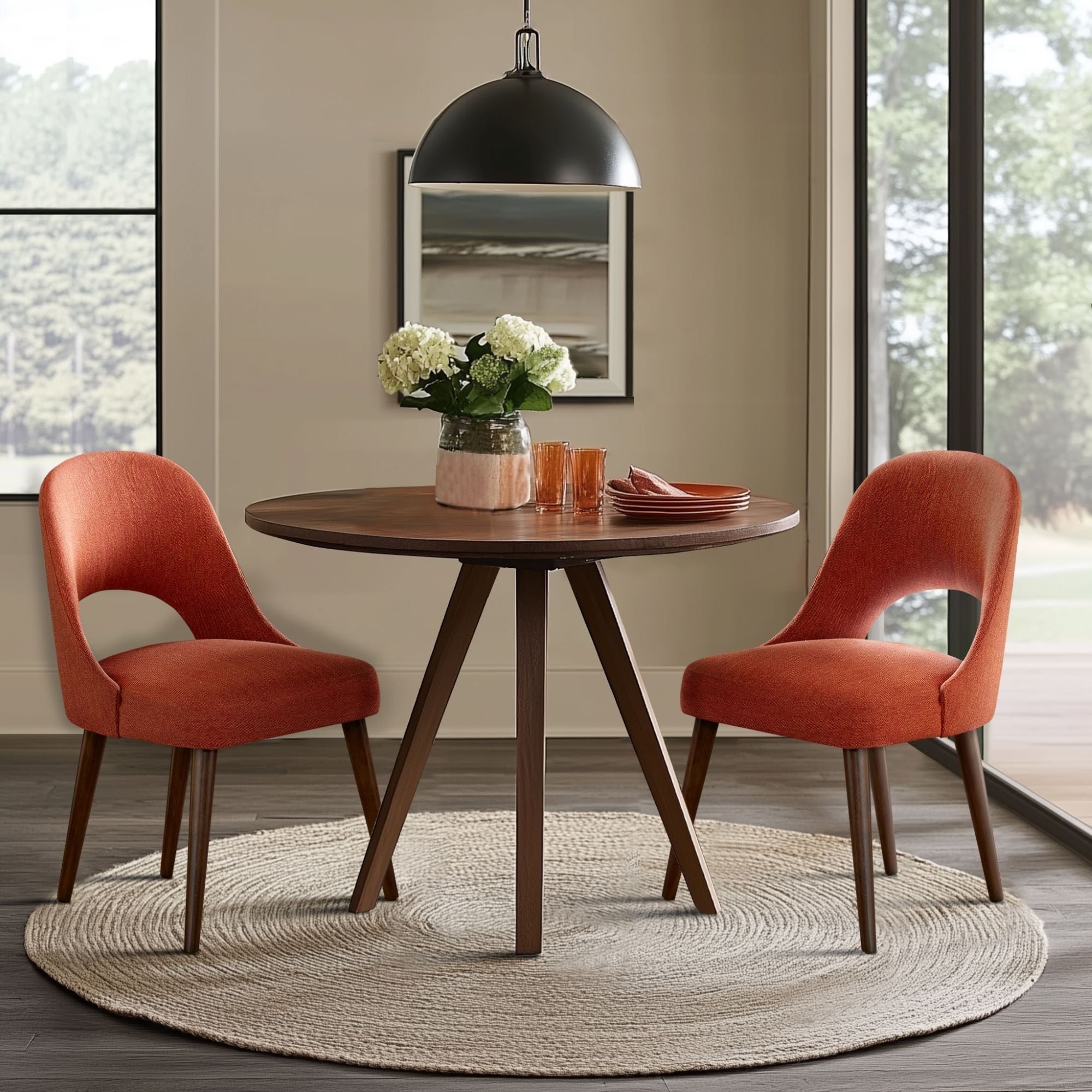 INK IVY Nola Upholstered Dining Side Chairs with Cutout Back design (Set of 2)