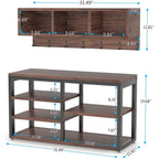 Entryway Coat Rack Shoe Bench Set, Industrial Hall Tree Coat Shoe Rack