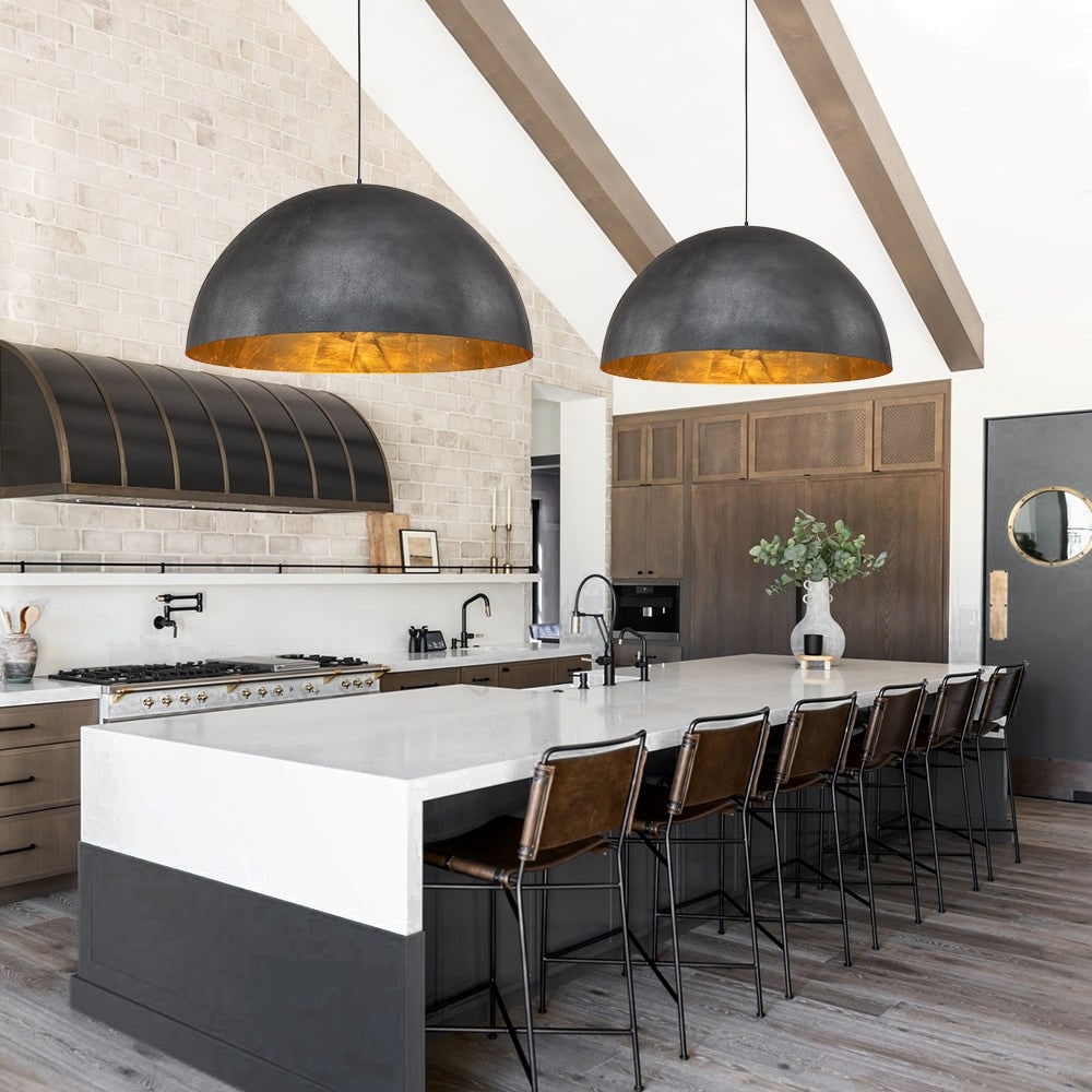 Industrial Oversized Metal Dome Pendant Light - Modern Farmhouse