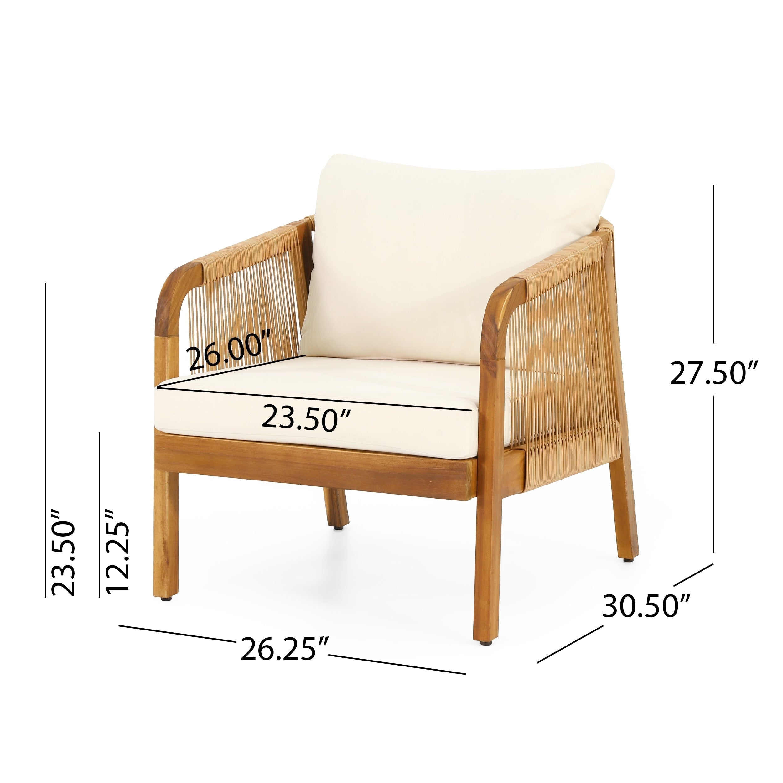 Jabe Outdoor Acacia Wood and Wicker Club Chair Set by Christopher Knight Home