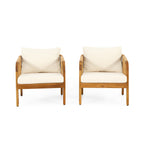 Jabe Outdoor Acacia Wood and Wicker Club Chair Set by Christopher Knight Home