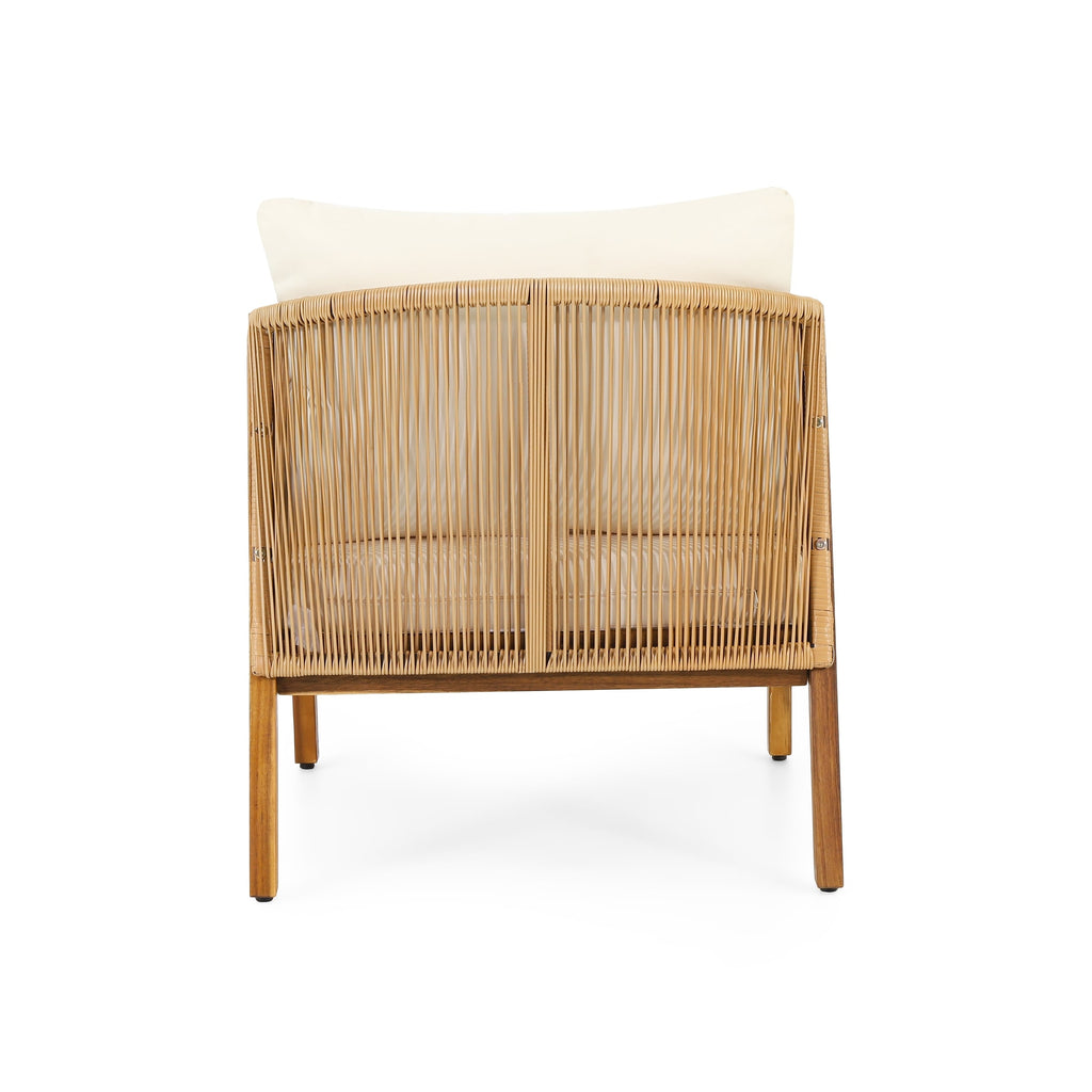 Jabe Outdoor Acacia Wood and Wicker Club Chair Set by Christopher Knight Home
