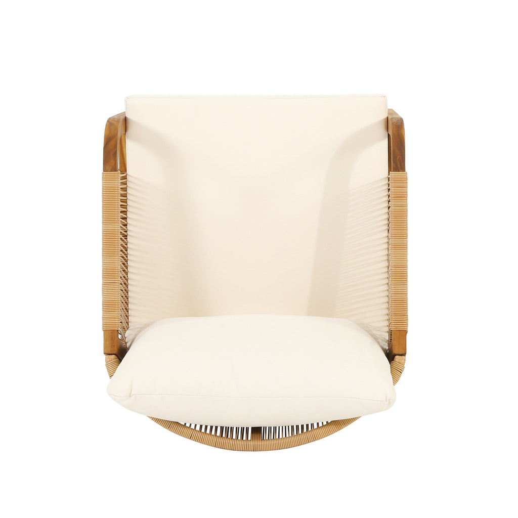 Jabe Outdoor Acacia Wood and Wicker Club Chair Set by Christopher Knight Home