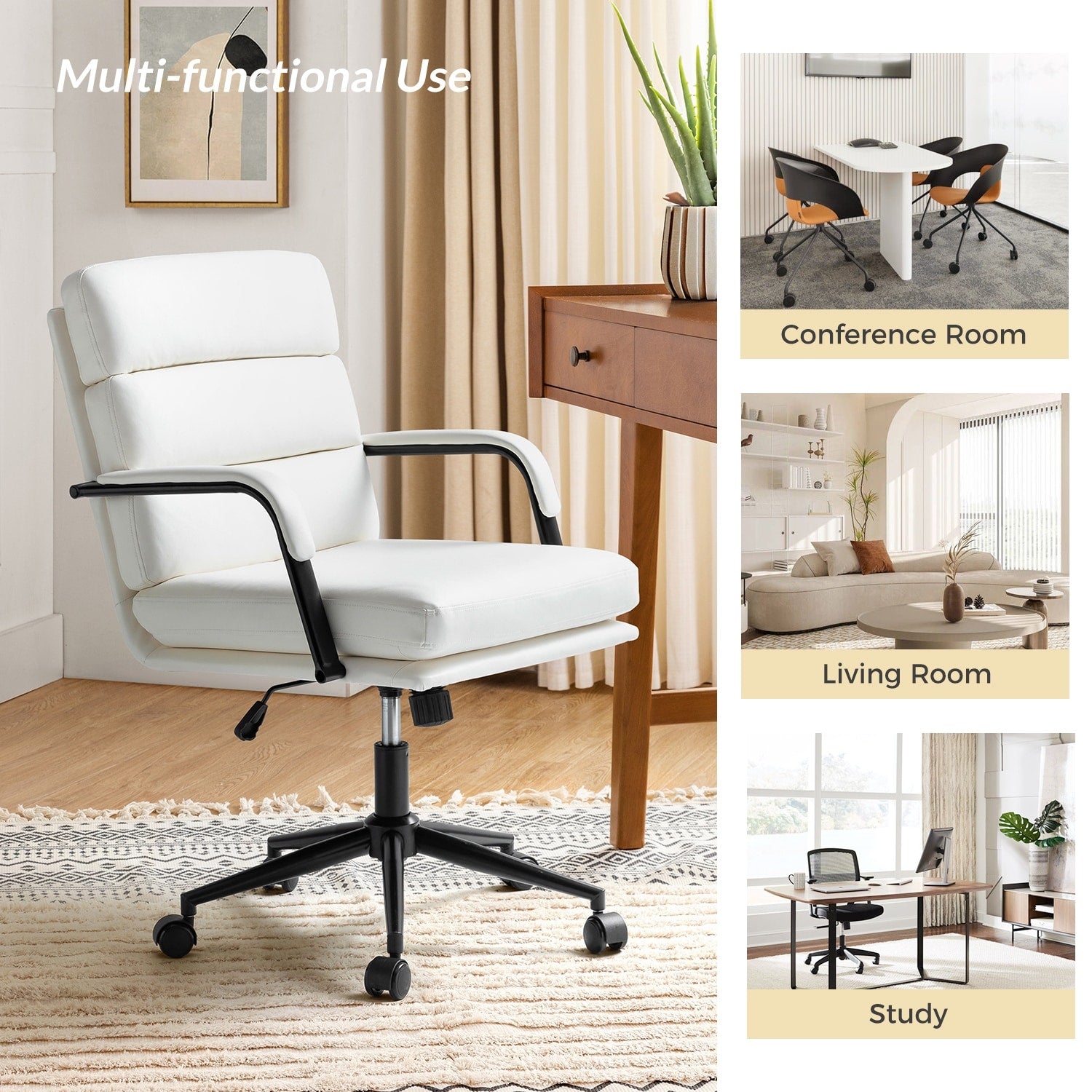 Joseph Modern Task Faux Leather Chair with Tilt Lock and Center Tilt by HULALA HOME