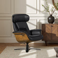 Jovan 31.5 Curved Wood Genuine Leather Recliner Lounge Chair