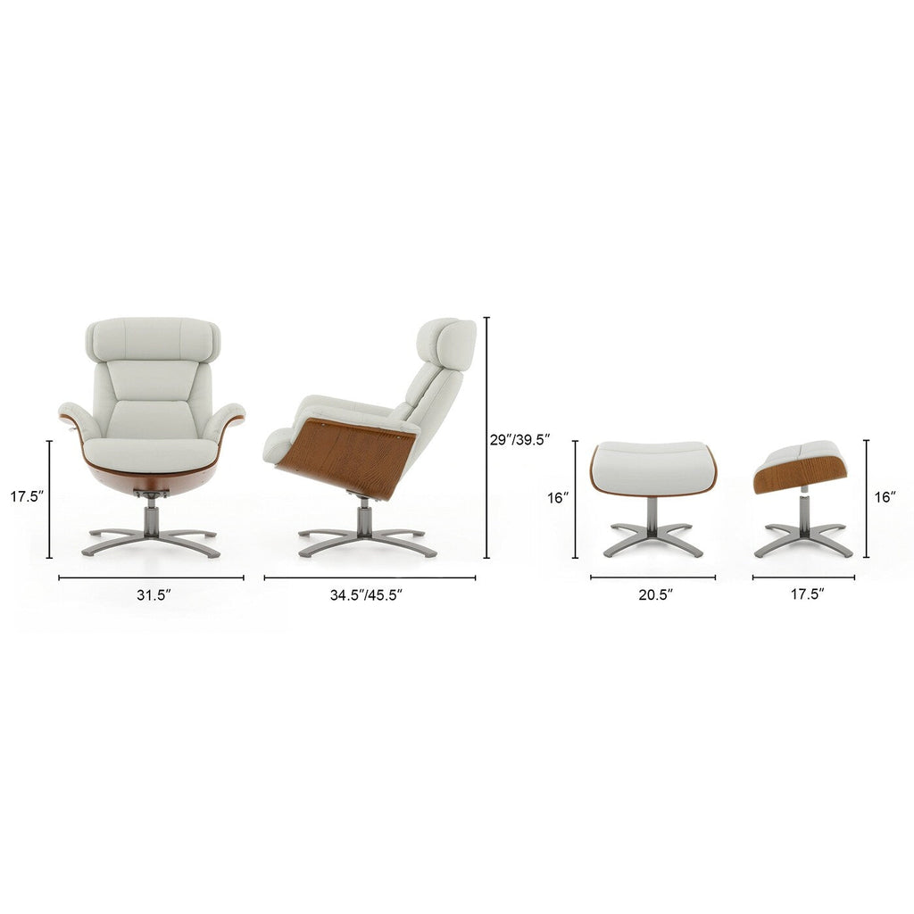 Jovan 31.5 Genuine Leather Recliner Lounge Chair with Ottoman