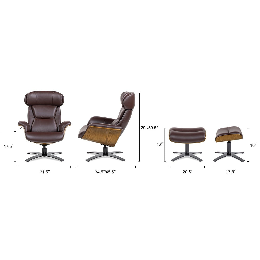 Jovan 31.5 Genuine Leather Recliner Lounge Chair with Ottoman