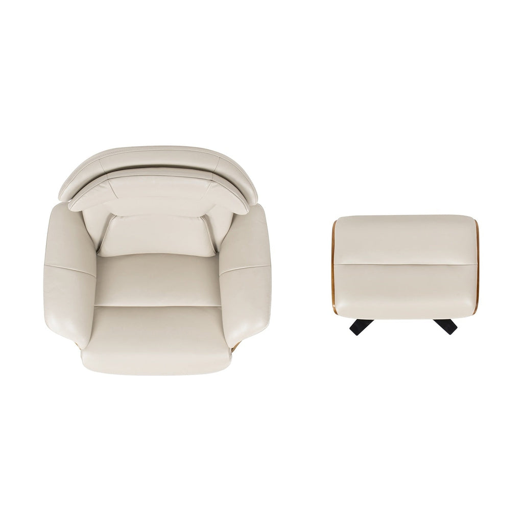 Jovan 31.5 Genuine Leather Recliner Lounge Chair with Ottoman