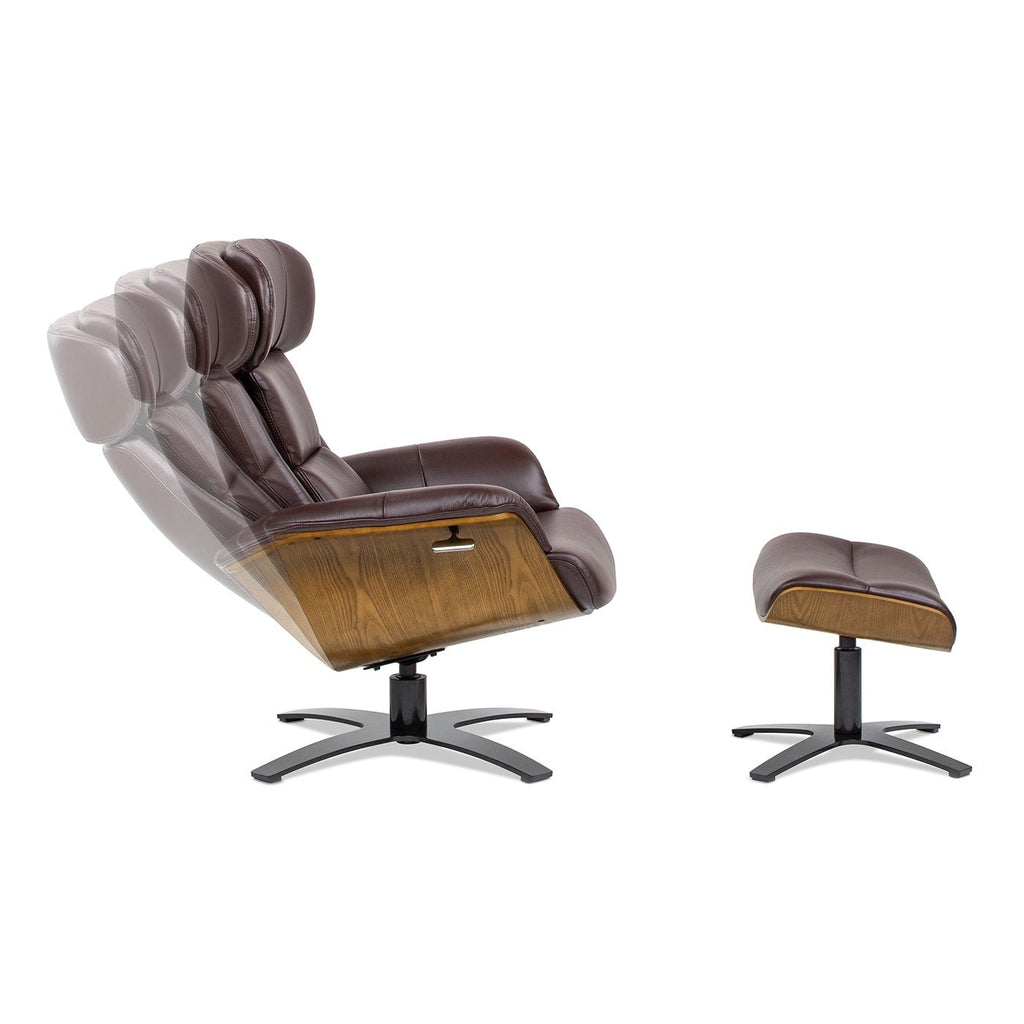 Jovan 31.5 Genuine Leather Recliner Lounge Chair with Ottoman