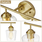 KAWOTI 4-Light Dimmable Metal Bathroom Vanity Light with Glass Shade