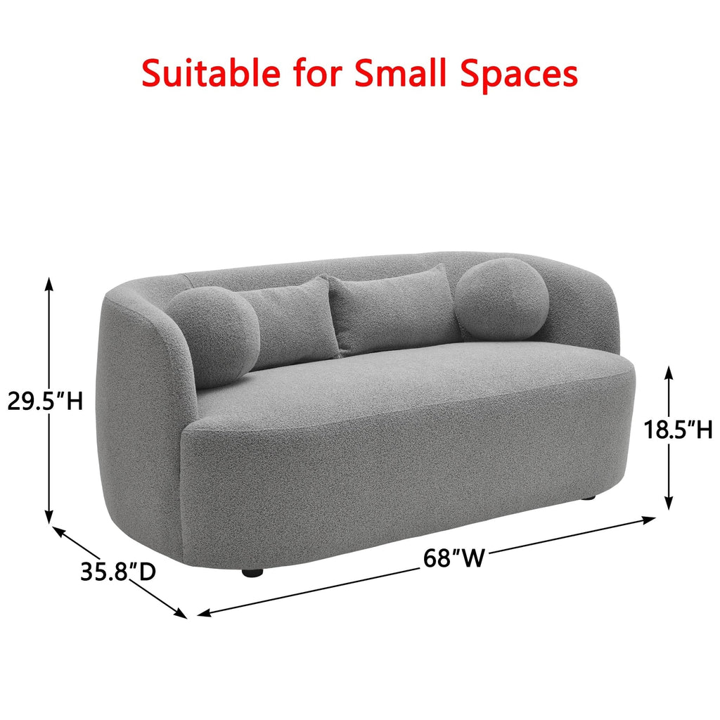 KINWELL Boucle Upholstered 2-Seats Loveseat with Pillows