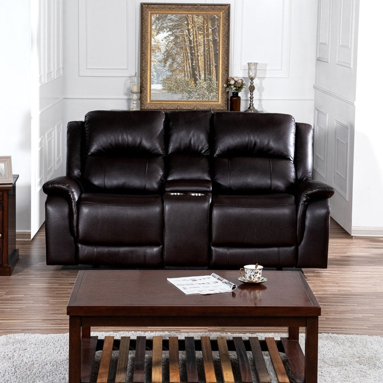 Leather Manual Recliner Sofa Collection for Living Room Leather Reclining Furniture for Home Office Living Room