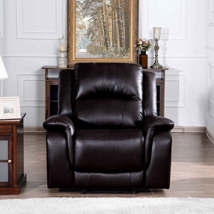 Leather Manual Recliner Sofa Collection for Living Room Leather Reclining Furniture for Home Office Living Room
