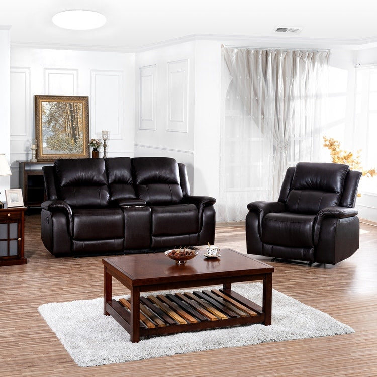 Leather Manual Recliner Sofa Collection for Living Room Leather Reclining Furniture for Home Office Living Room