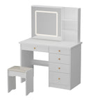 Kerrogee Makeup Vanity Set with Adjustable Lighted Mirror & Stool - 39.4L x 19.7W x 53.5H