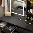 Kerrogee Makeup Vanity Set with Adjustable Lighted Mirror & Stool - 39.4L x 19.7W x 53.5H