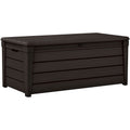 Keter Brightwood 120gal Weatherproof Resin Patio Deck Storage Box Bench, Brown - 40