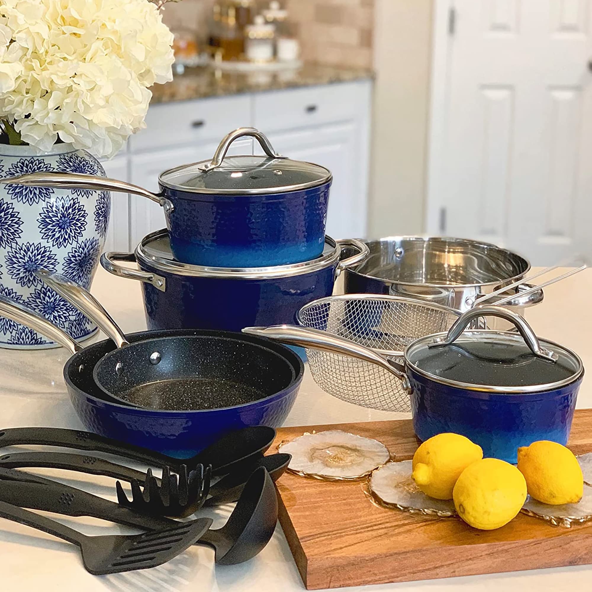Kitchen Granite Cookware Set, Cooking Pans Set Non-Stick Pots 12/15/30-piece Set