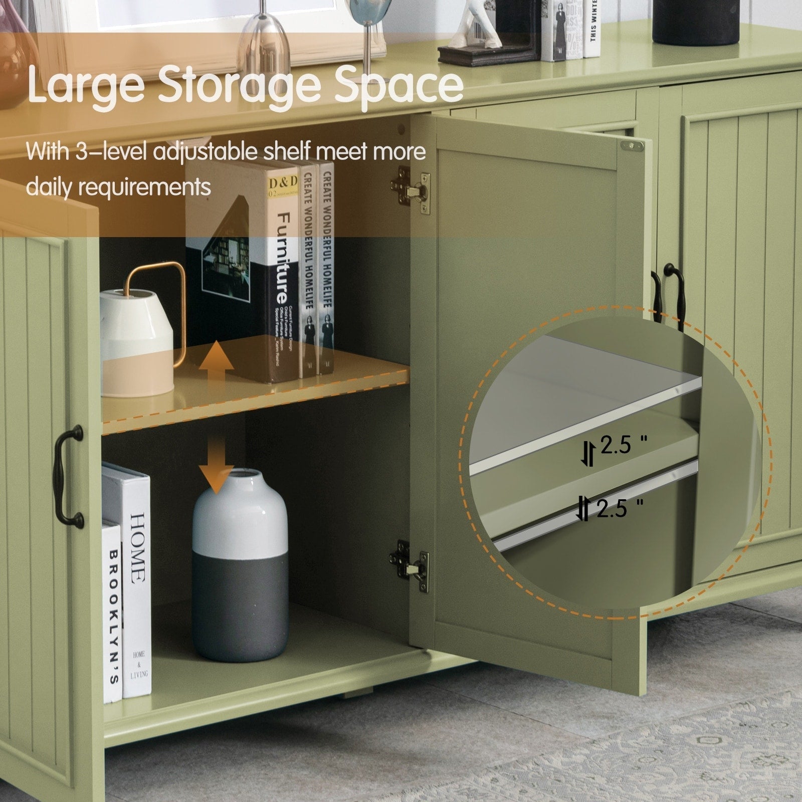 Kitchen Sideboard Coffee Bar Cabinet Accent Storage Cabinet