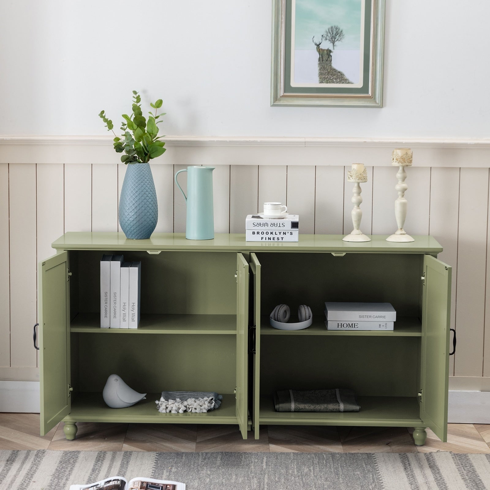 Kitchen Sideboard Coffee Bar Cabinet Accent Storage Cabinet