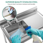 Kitchen Sink Stainless Steel Compartment Bowl Freestanding Commercial Sink