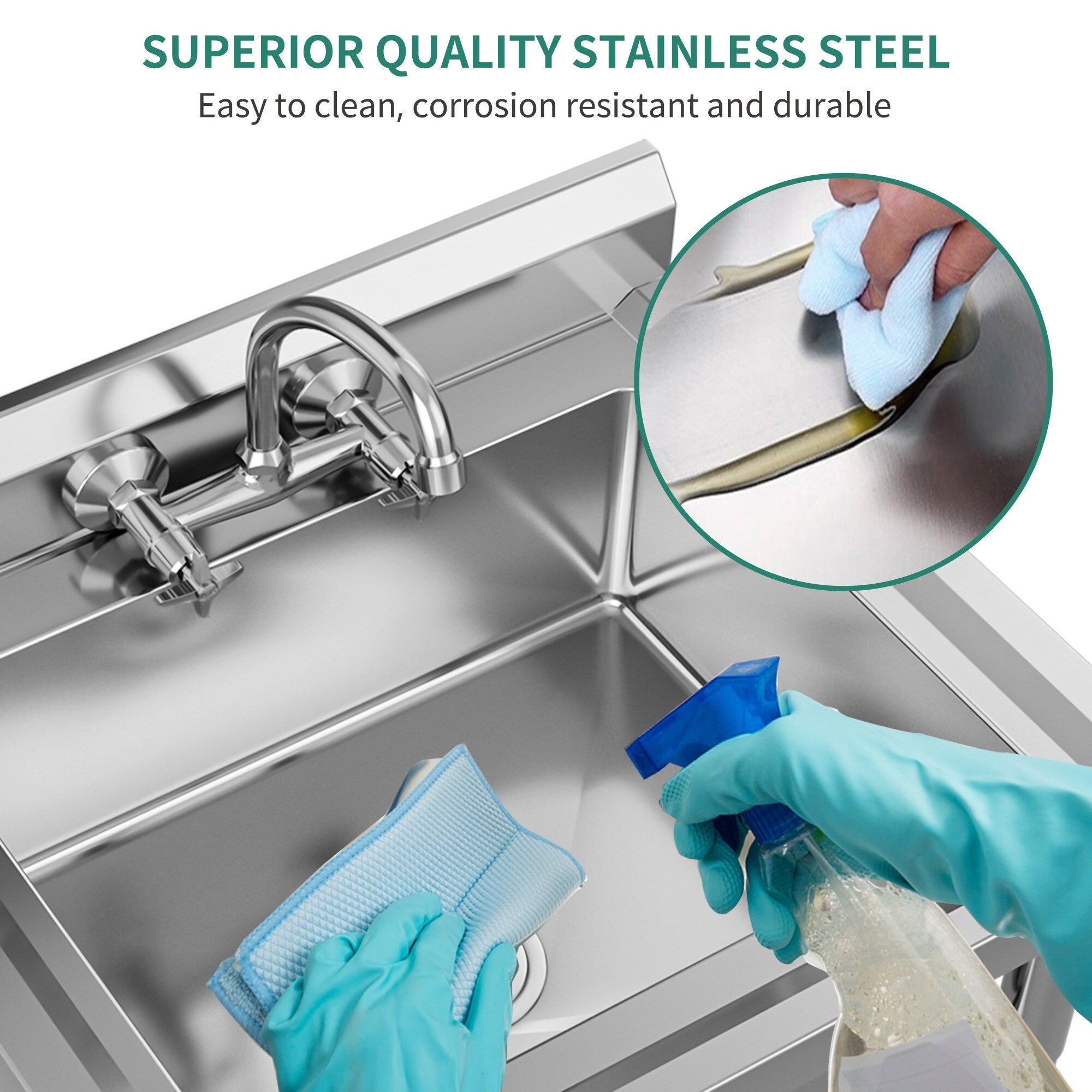 Kitchen Sink Stainless Steel Compartment Bowl Freestanding Commercial Sink