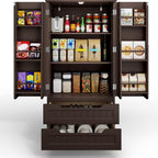 Kitchen Storage Pantry Cabinet, Freestanding Bathroom Storage Cabinet with 2 Doors and Drawers