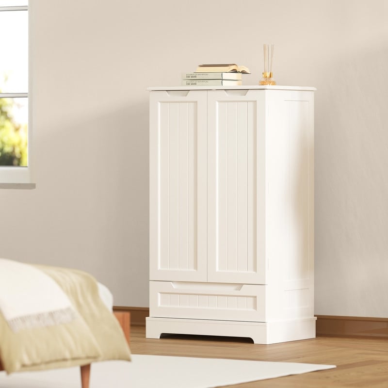 Kitchen Storage Pantry Cabinet, Freestanding Bathroom Storage Cabinet with 2 Doors and Drawers