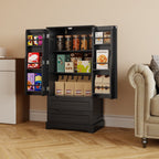 Kitchen Storage Pantry Cabinet, Freestanding Bathroom Storage Cabinet with 2 Doors and Drawers