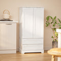 Kitchen Storage Pantry Cabinet, Freestanding Bathroom Storage Cabinet with 2 Doors and Drawers