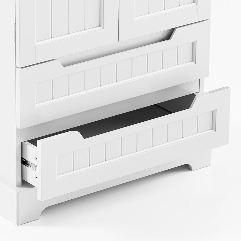 Kitchen Storage Pantry Cabinet, Freestanding Bathroom Storage Cabinet with 2 Doors and Drawers