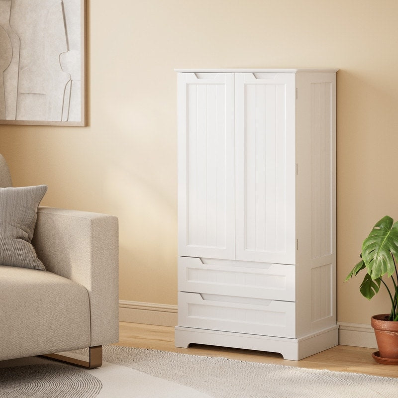 Kitchen Storage Pantry Cabinet, Freestanding Bathroom Storage Cabinet with 2 Doors and Drawers