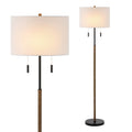 Koda 61 Rustic Farmhouse Iron Candlestick Pull Chains LED Floor Lamp, Brown Wood Finish/Black by JONATHAN Y