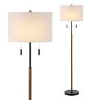 Koda 61 Rustic Farmhouse Iron Candlestick Pull Chains LED Floor Lamp, Brown Wood Finish/Black by JONATHAN Y