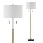 Koda 61 Rustic Farmhouse Iron Candlestick Pull Chains LED Floor Lamp, Brown Wood Finish/Black by JONATHAN Y
