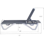 Kozyard Alan Full Flat Aluminum and Polypropylene Resin Legs Patio Reclining Adjustable Chaise Lounge