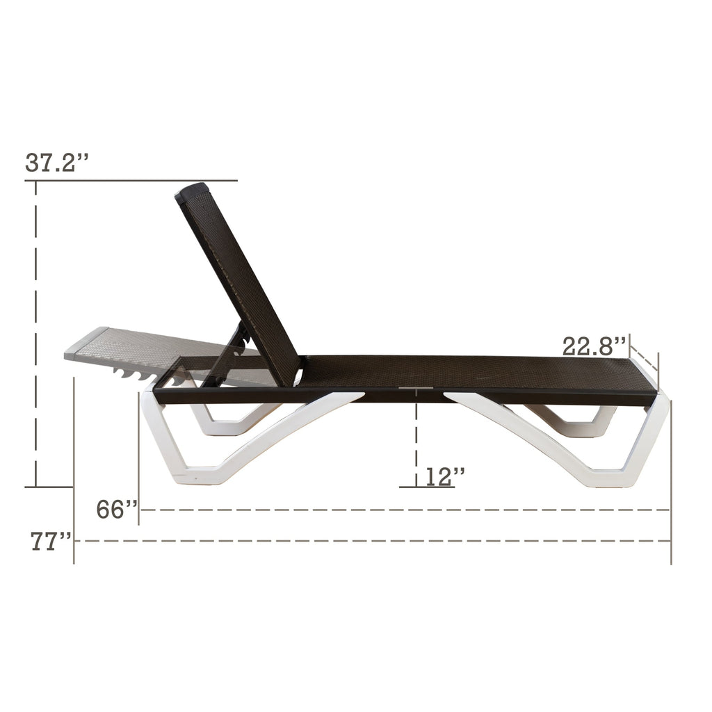 Kozyard Alan Full Flat Aluminum and Polypropylene Resin Legs Patio Reclining Adjustable Chaise Lounge