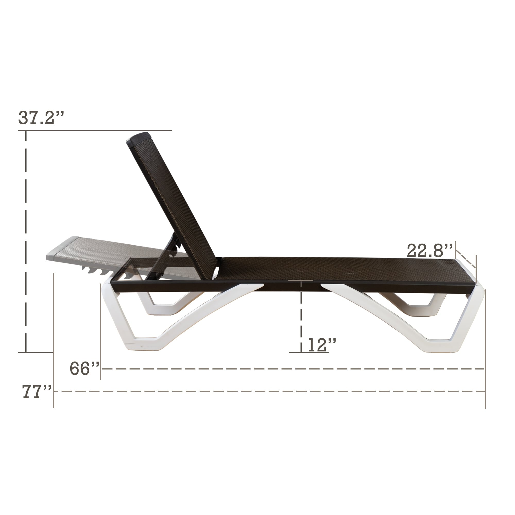 Kozyard Alan Full Flat Aluminum and Polypropylene Resin Legs Patio Reclining Adjustable Chaise Lounge