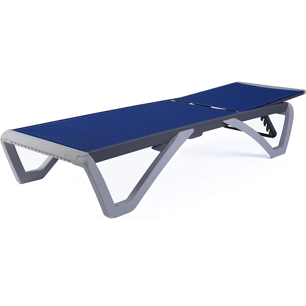 Kozyard Alan Full Flat Aluminum and Polypropylene Resin Legs Patio Reclining Adjustable Chaise Lounge