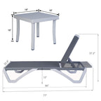 Kozyard Alan Full Flat Aluminum and Polypropylene Resin Legs Patio Reclining Adjustable Chaise Lounge