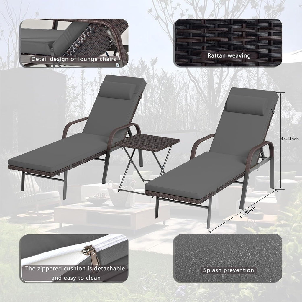Kullavik 3-PiecesOutdoor Chaise Lounge Set