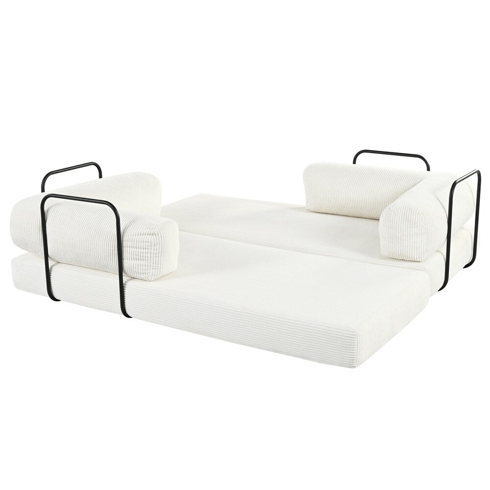 L-Shaped Modular Sofa Bed in Corduroy Fabric
